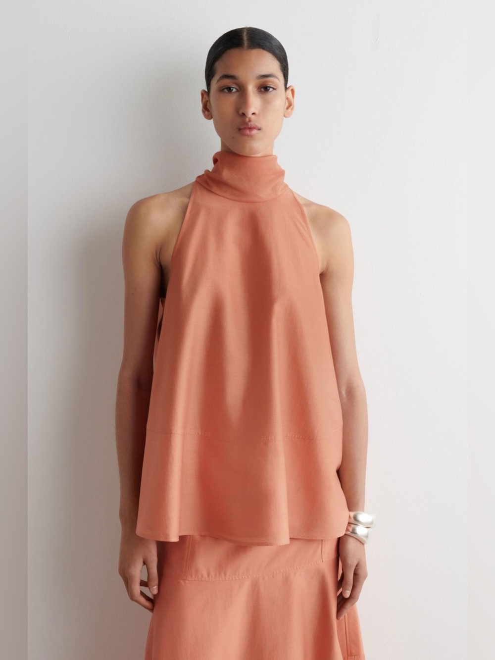 NWT. COS. Fluid Halterneck Top. Peach. Size 6.